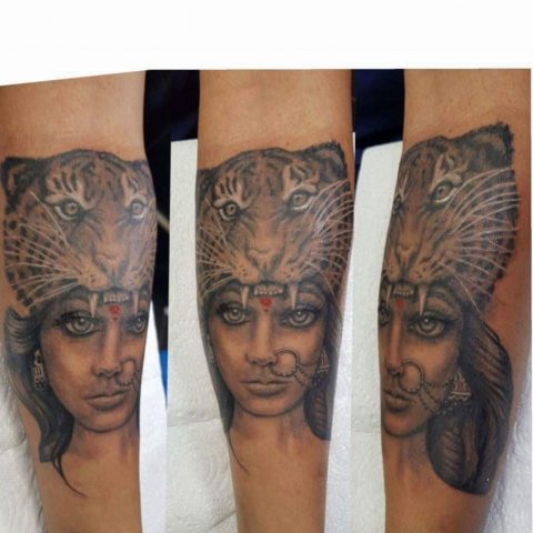 tiger tattoo, tamil tattoo, tamil tiger tattoo.