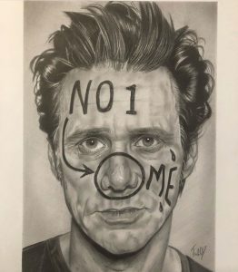 Natasha Jackson, Jim Carrey, portrait tattoo artist, tattoos essex, Barkingside , black and grey portraits