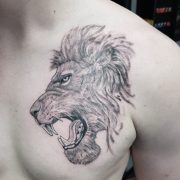 lion on chest, chest tattoo cool tattoos, tattoos for men